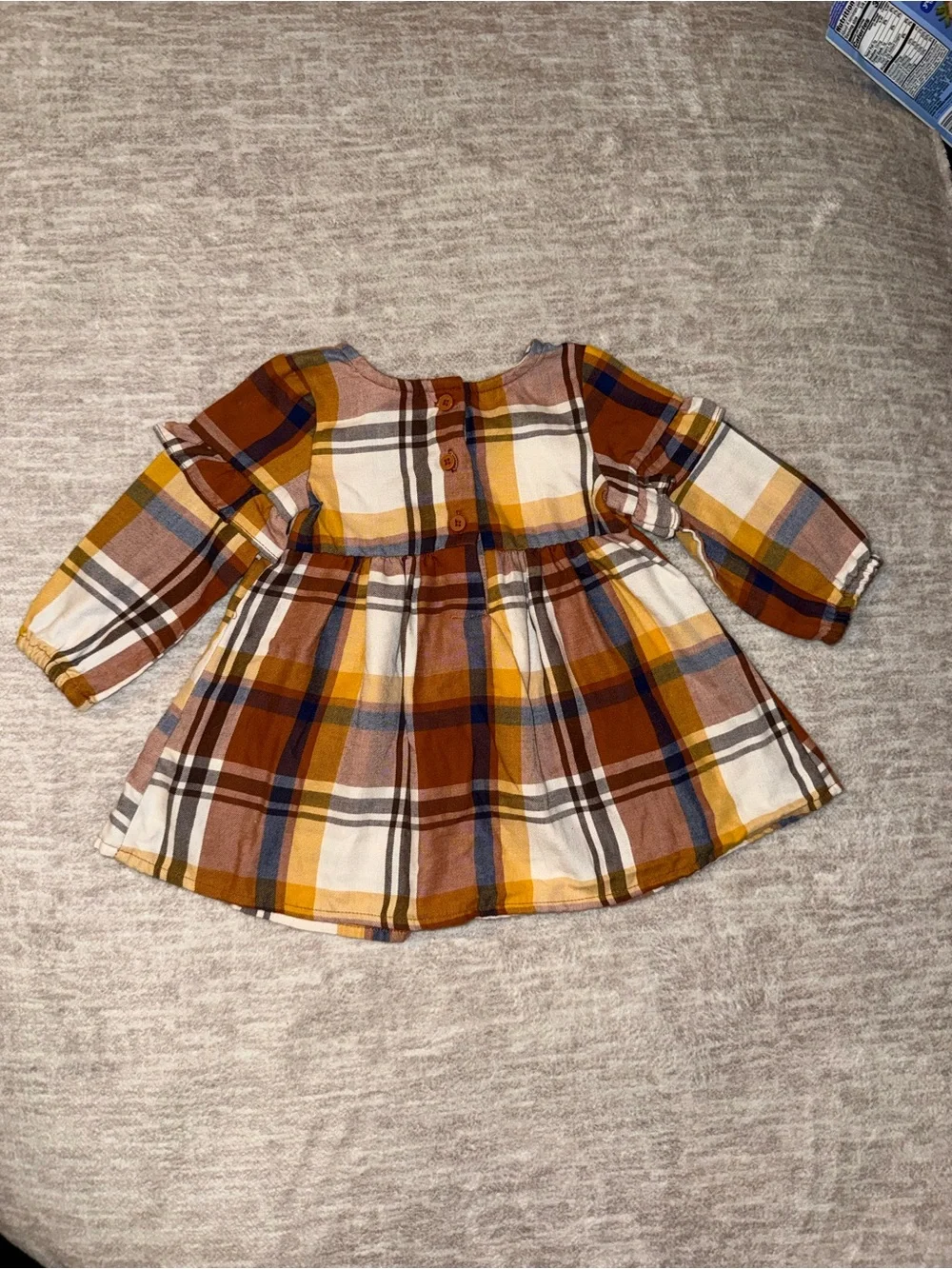 The Children's Place Brown Mustard Blue Plaid Shirt